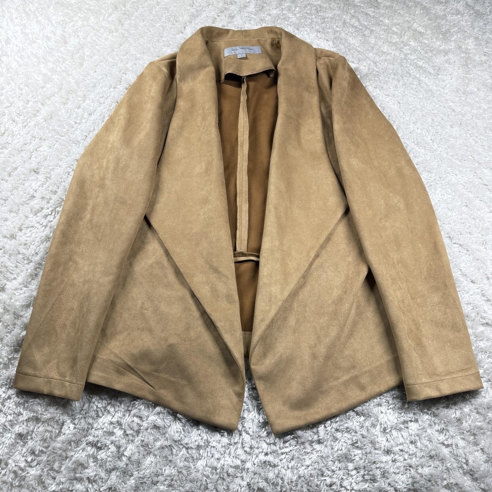 Marc New York Andrew Marc Blazer Womens L Tan Faux Suede Equestrian Old Money